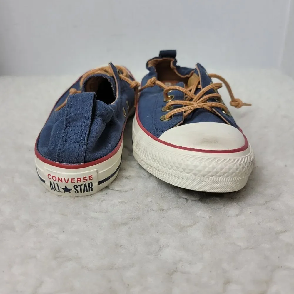 Converse Shoreline Women's Size 7 Shoes Navy Blue Leather Laces Slip On Sneakers